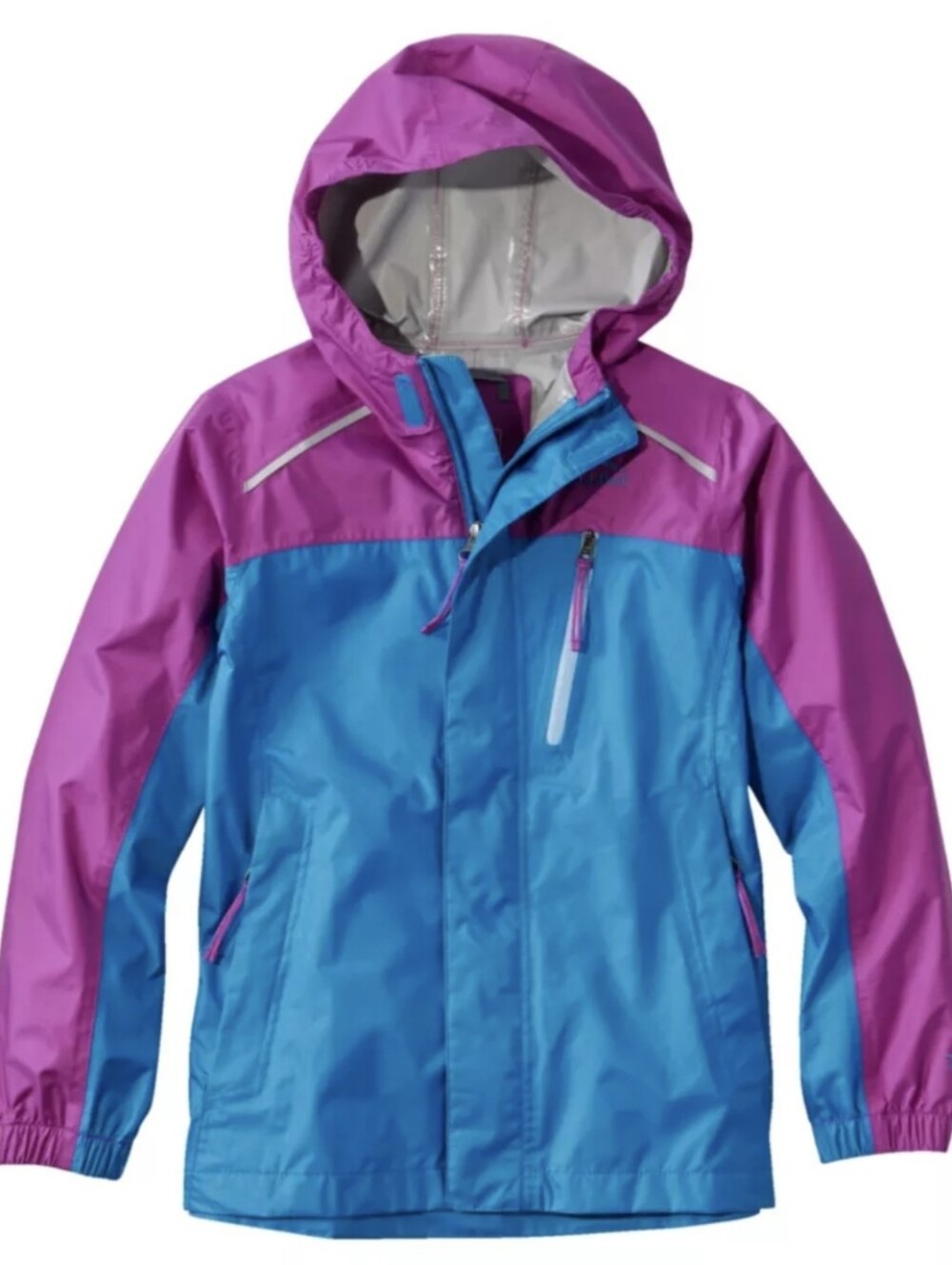 L.L. Bean Kids Trail Model Rain Jacket - Pink & Blue Colorblock